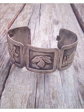 Balderas Story Bracelet 5 Panel Vintage Taxco 925 Sterling Silver For Repair